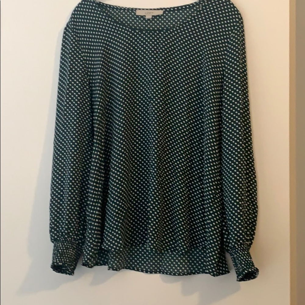 Loft Green Polka-Dot Blouse - Size XL
